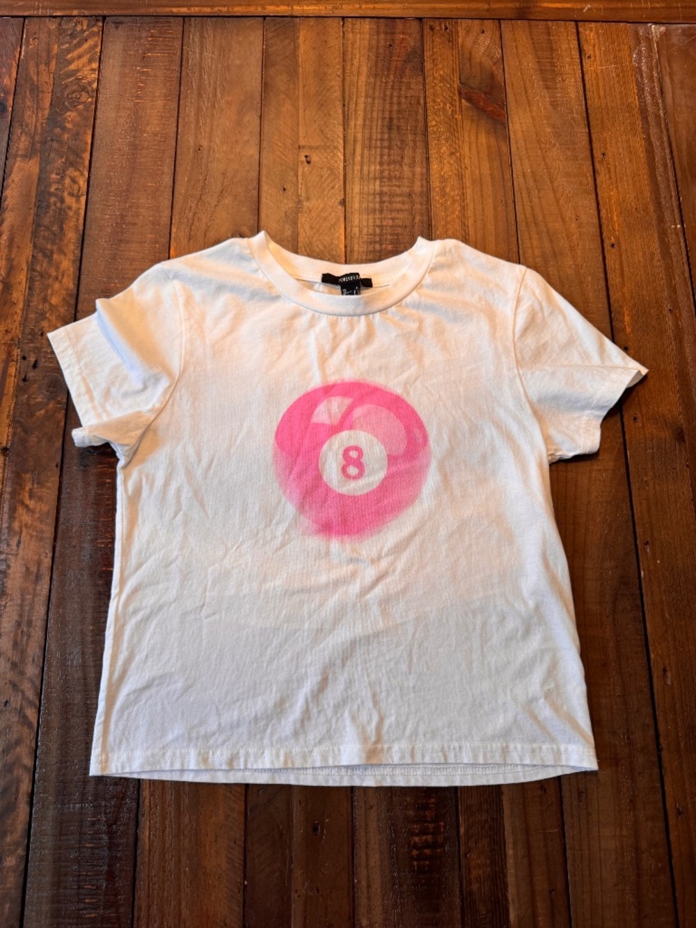 Forever 21 Baby Tee. Pink Graphic Print Magic 8 Ball. Size Small